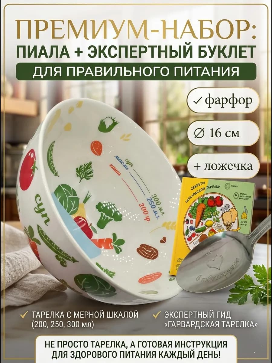 Тарелка пиала-глубокая для похудения и правильного питания