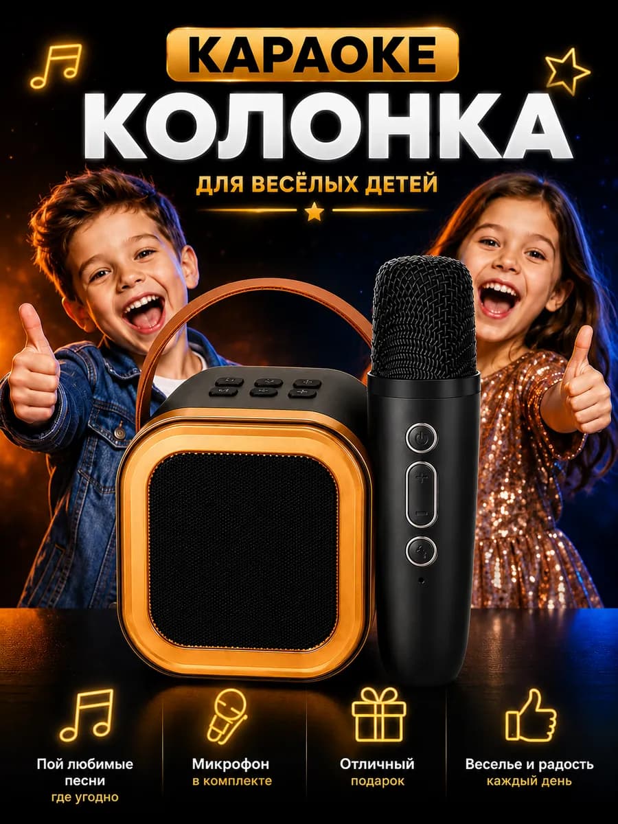 Караоке колонка с микрофоном подарок для детей