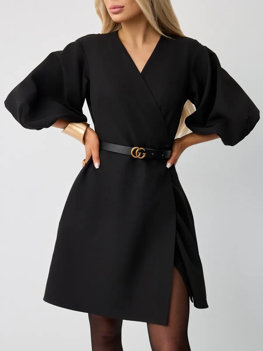 Платье на запах с рукавами фонариками