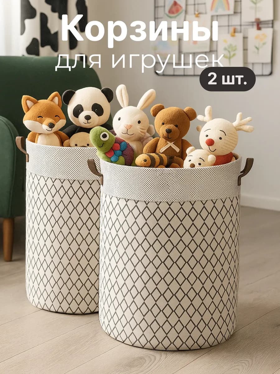Набор корзин для игрушек в детскую 2 шт по 60 л