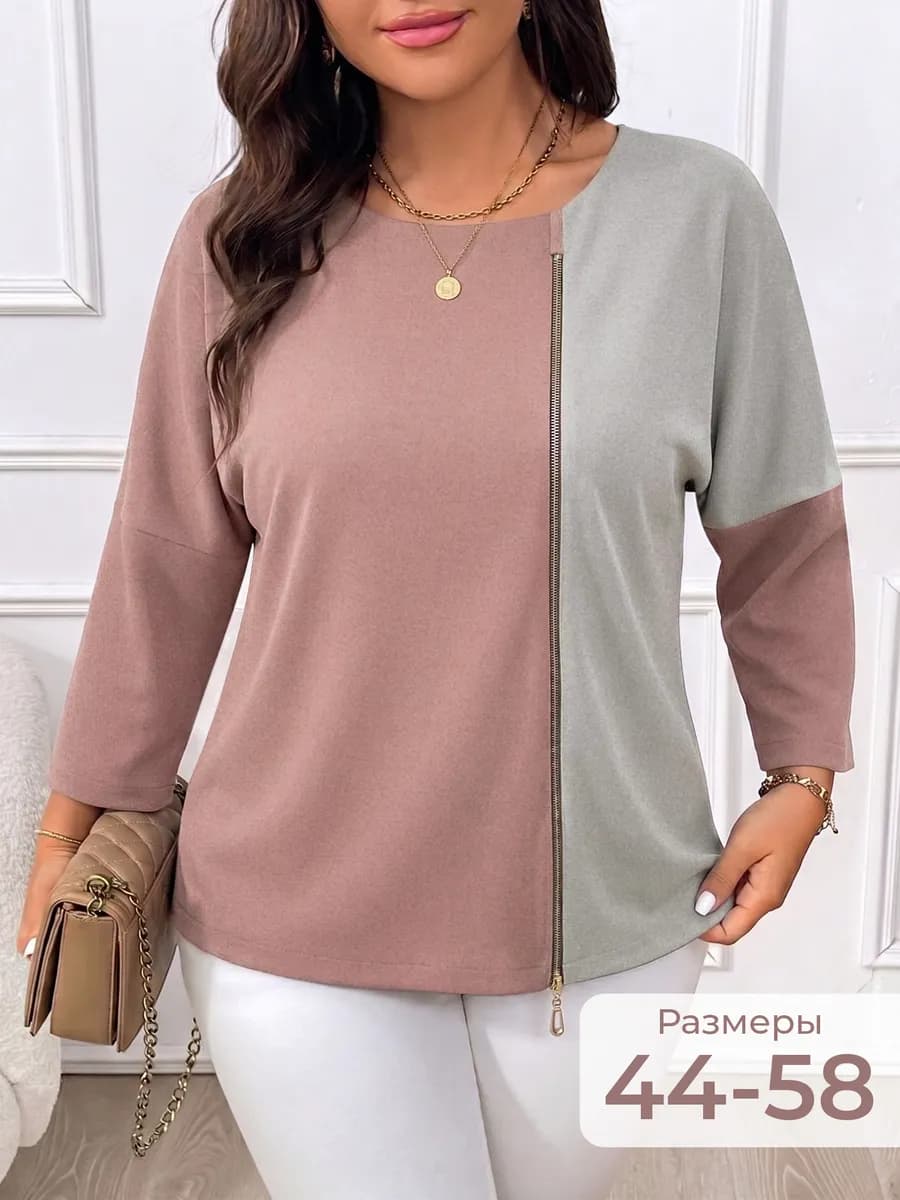 Кофта с молнией нарядная больших размеров в офис