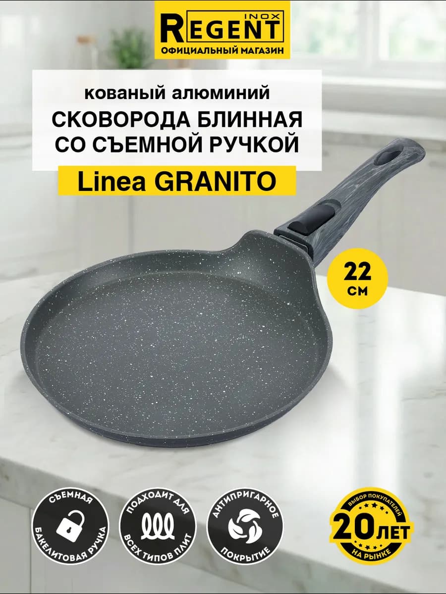 Сковорода блинная 22 см антипригарная съёмная ручка