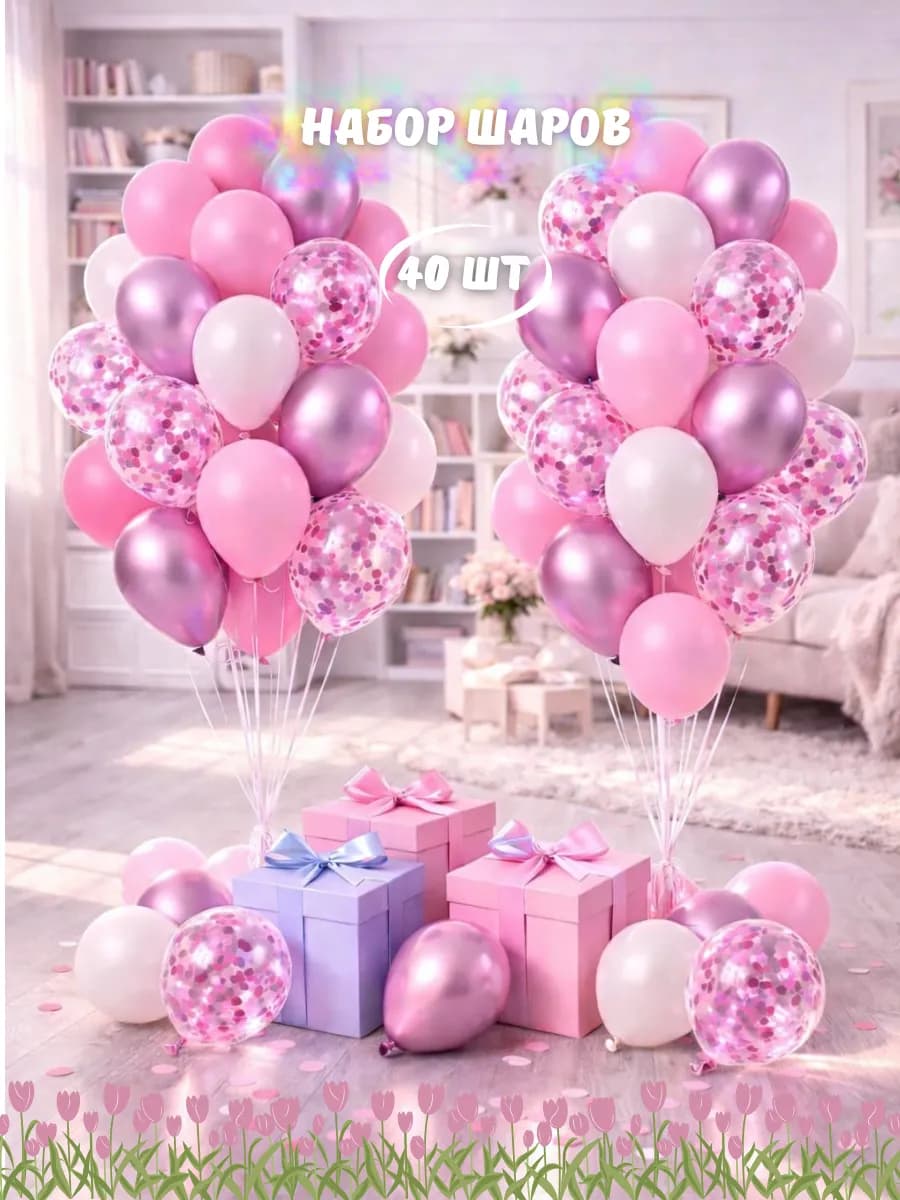 Воздушные шарики для праздника набор 40 шт