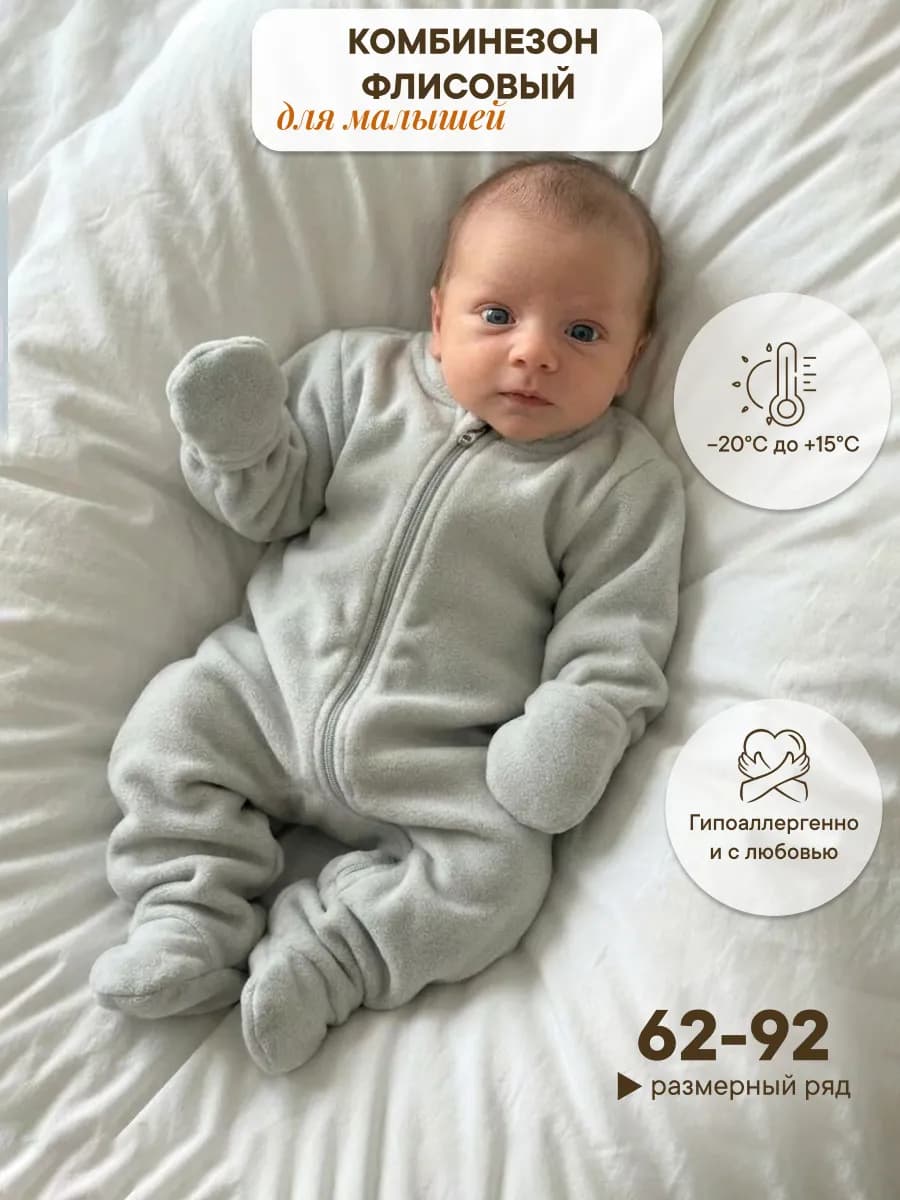 Комбинезон флисовый для новорожденных