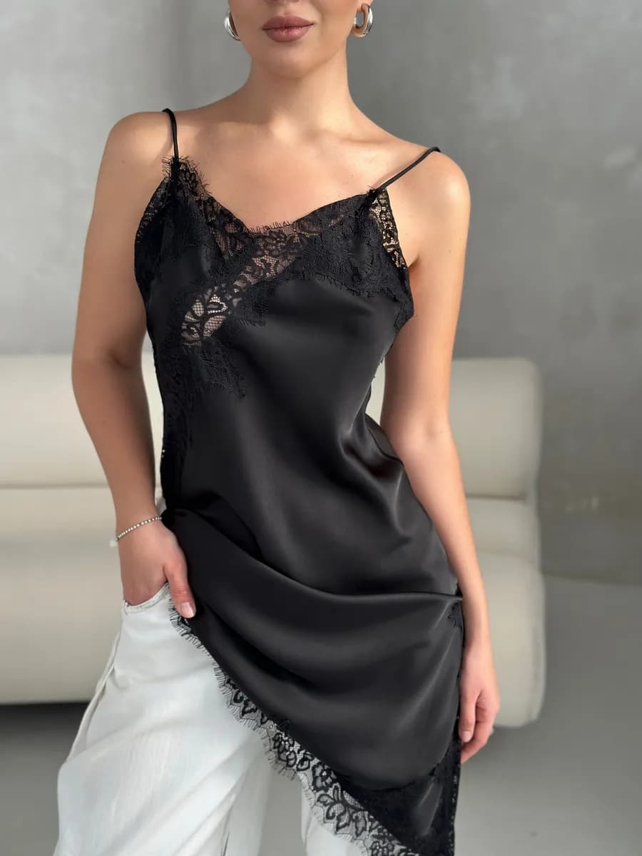 Топ кружевной удлиненный в бельевом стиле