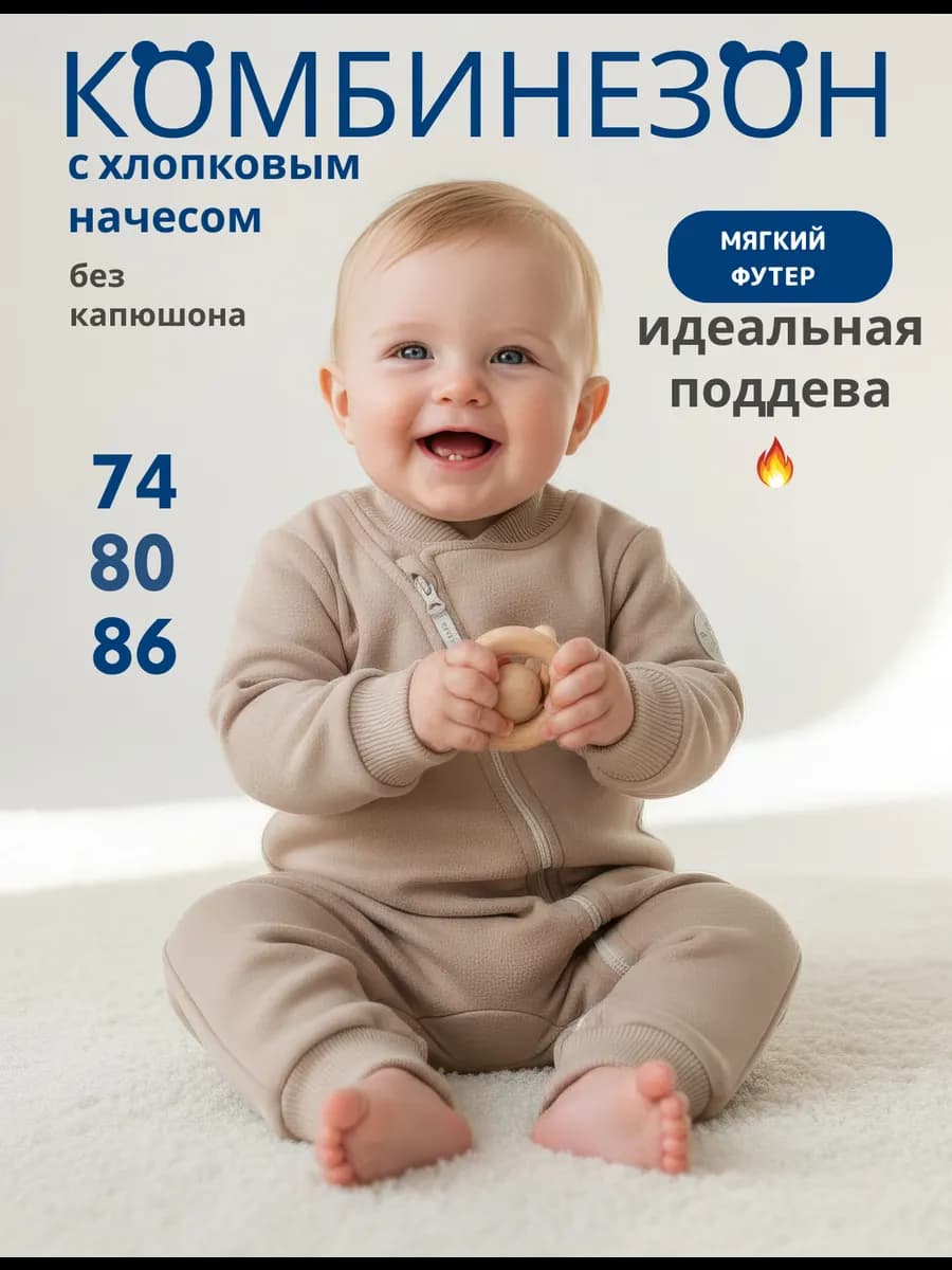 Комбинезон для новорожденный утепленный флисовый начес