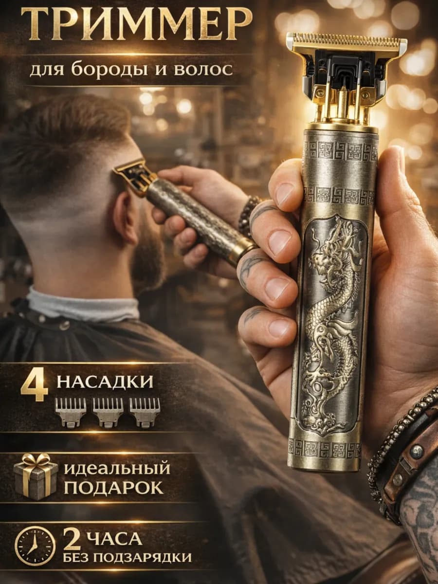 Триммер для бороды и усов с насадками