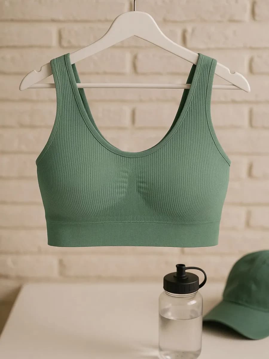 Топ спортивный для фитнеса с чашками на широких бретелях