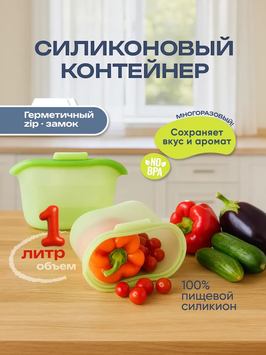 Многоразовый силиконовый контейнер для еды