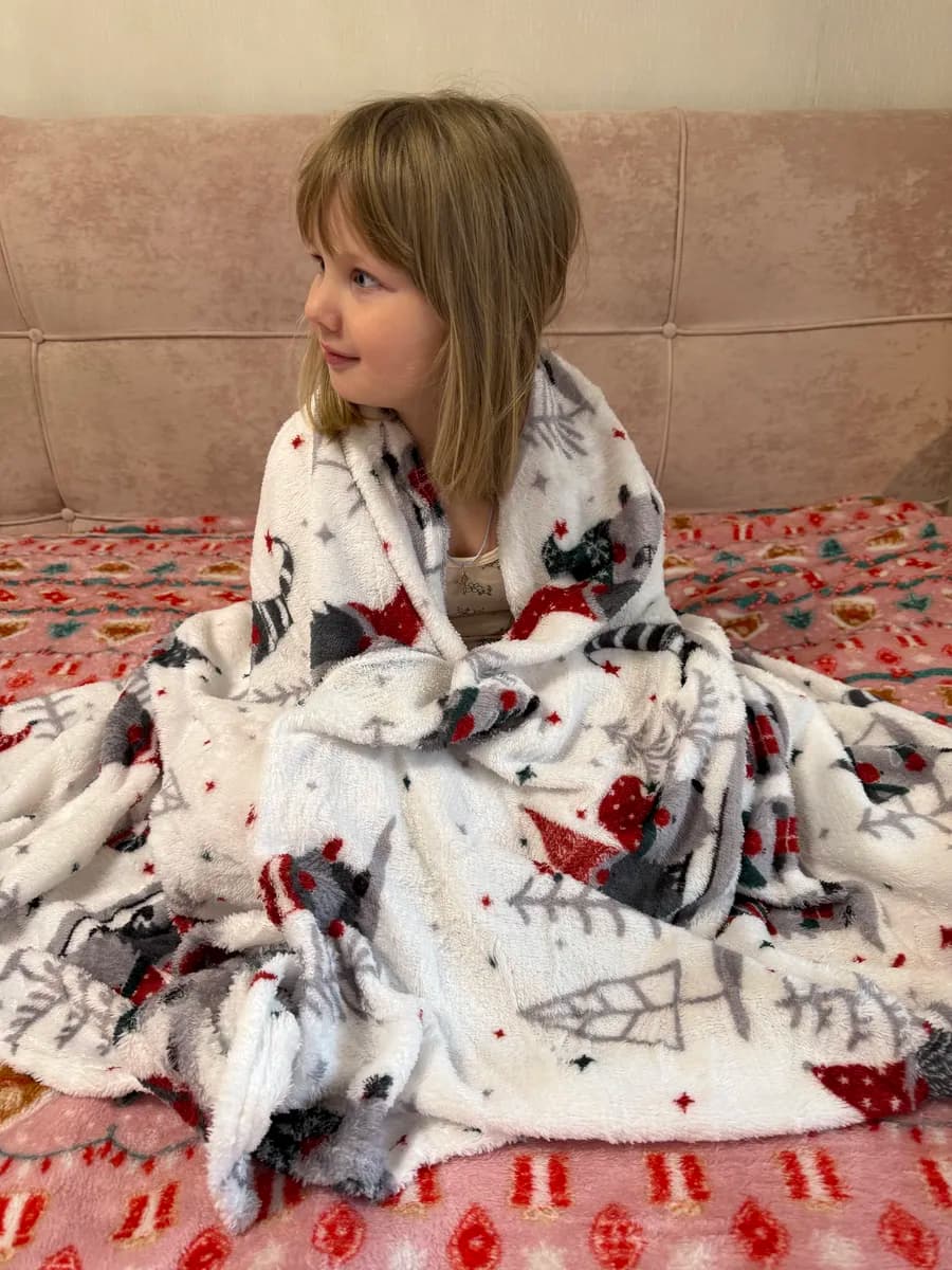 Плед новогодний 180х200 велсофт на диван на кровать