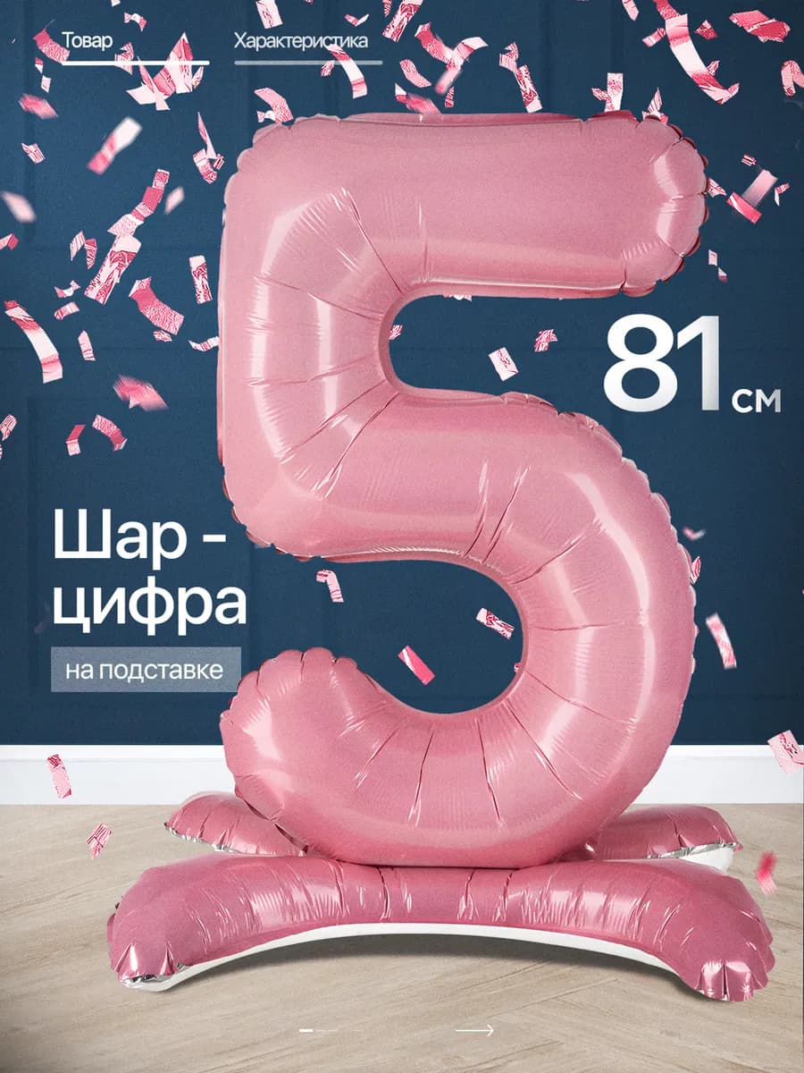 Шар цифра 5 лет фольгированный фотозона на день рождения