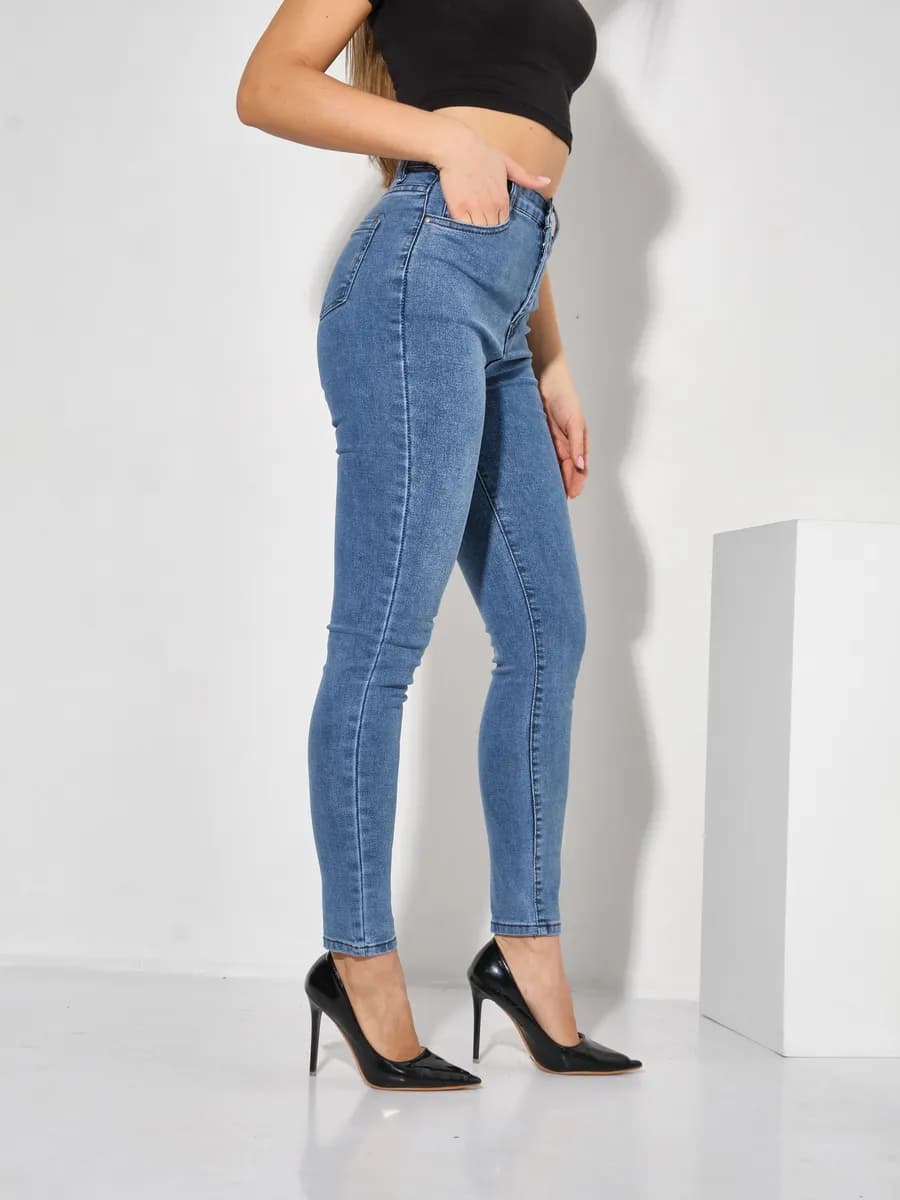 Джинсы скинни с высокой посадкой, зауженные, стрейч