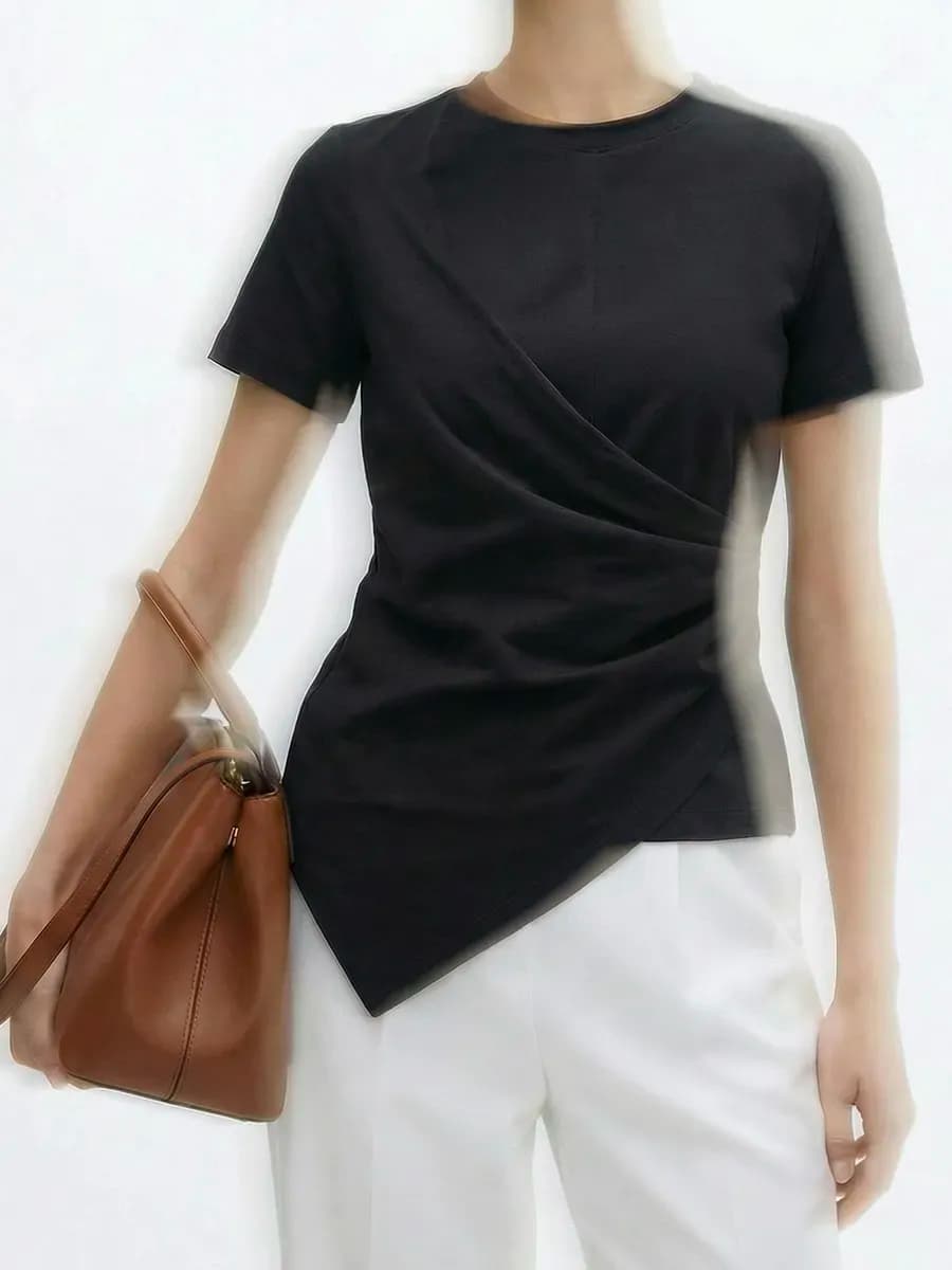 Футболка блузка нарядная с драпировкой