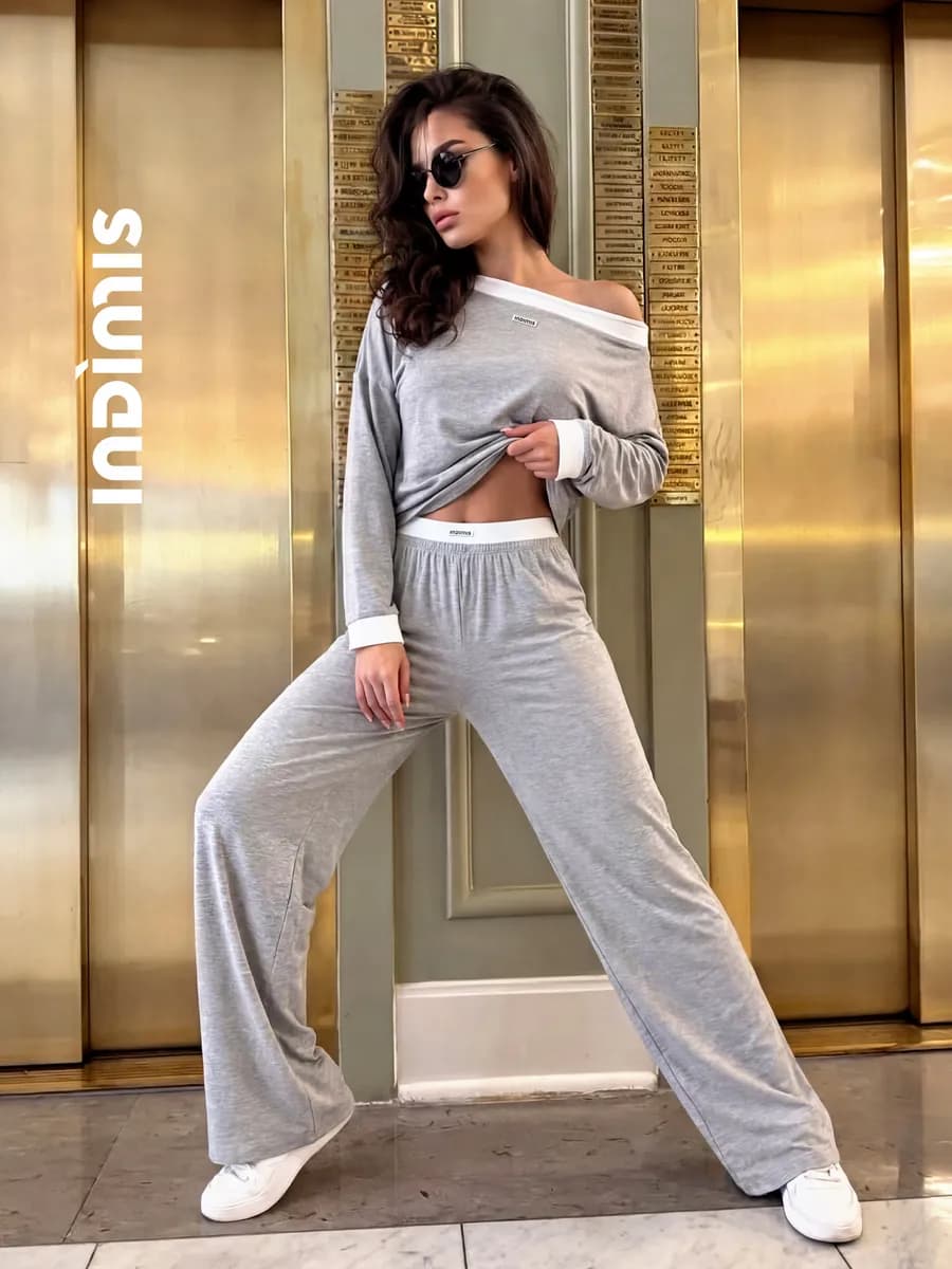 Пижама с брюками палаццо костюм домашний