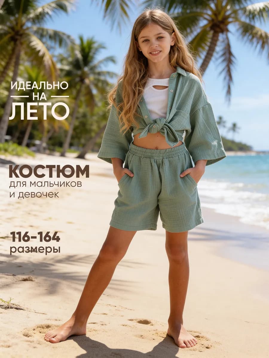 Костюм летний с шортами муслиновый