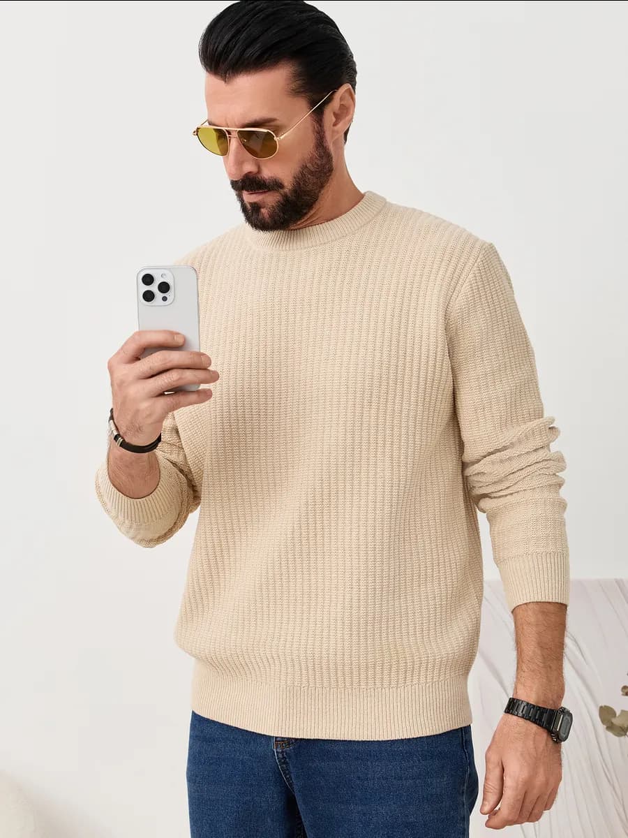 Джемпер хлопок вязаный классический свитер оверсайз