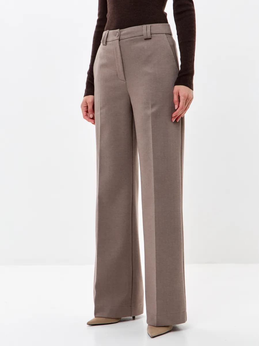 Брюки утепленные шерстяные классические палаццо