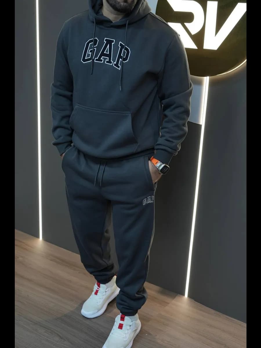 Теплый спортивный костюм с начесом темно-серый