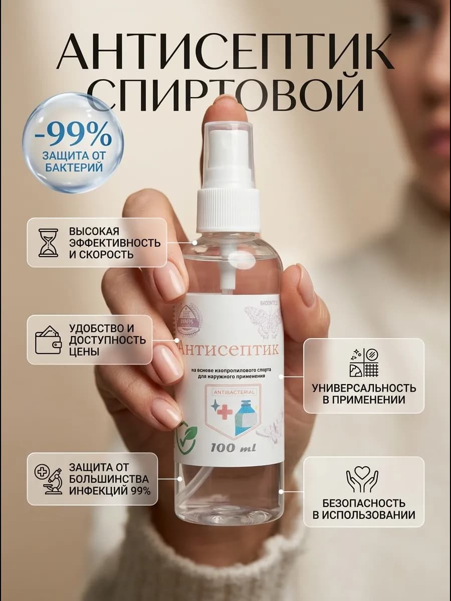Антисептик спиртовой спрей для рук и поверхностей