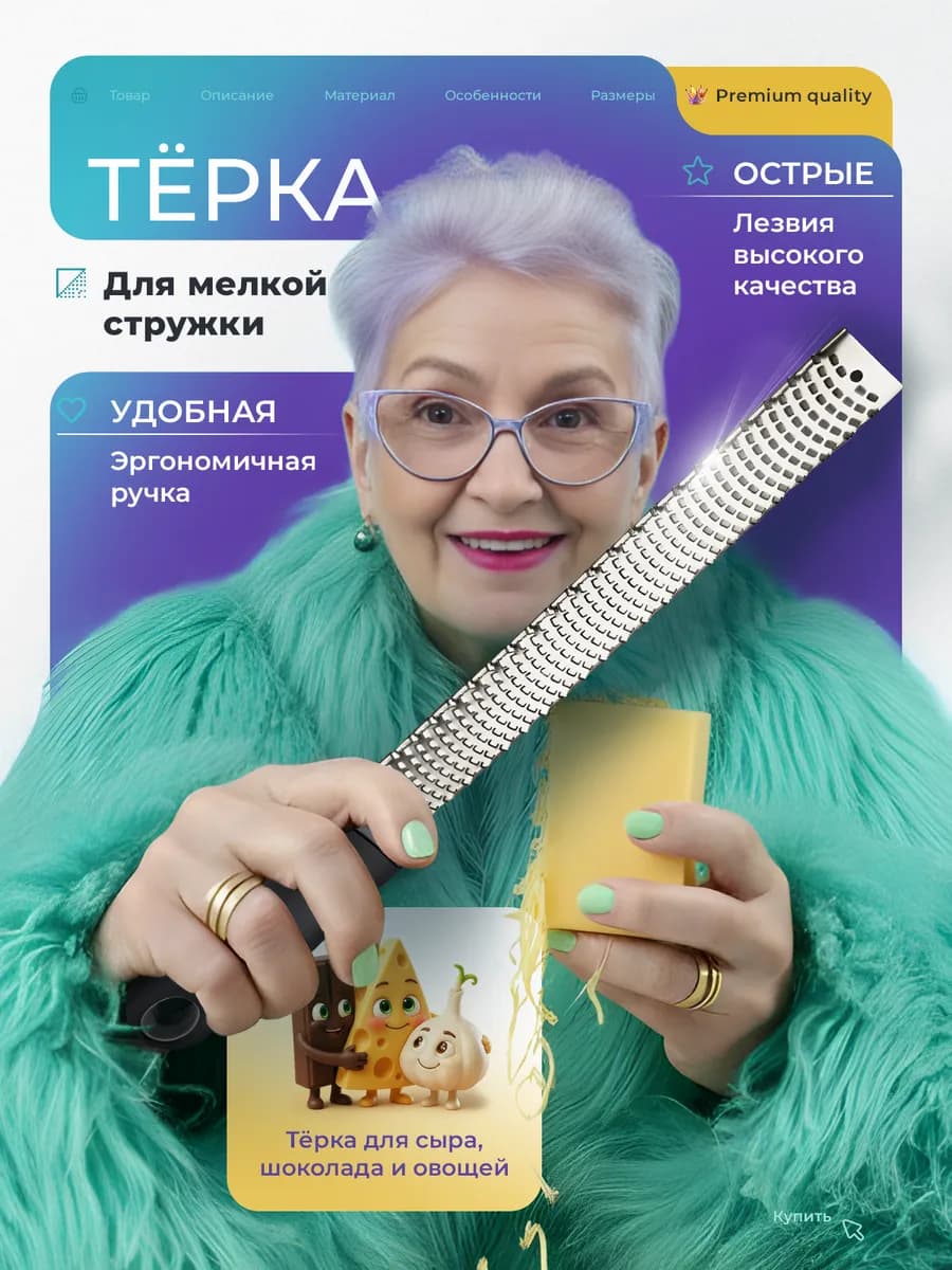 Терка для чеснока сыра и цедры ручная