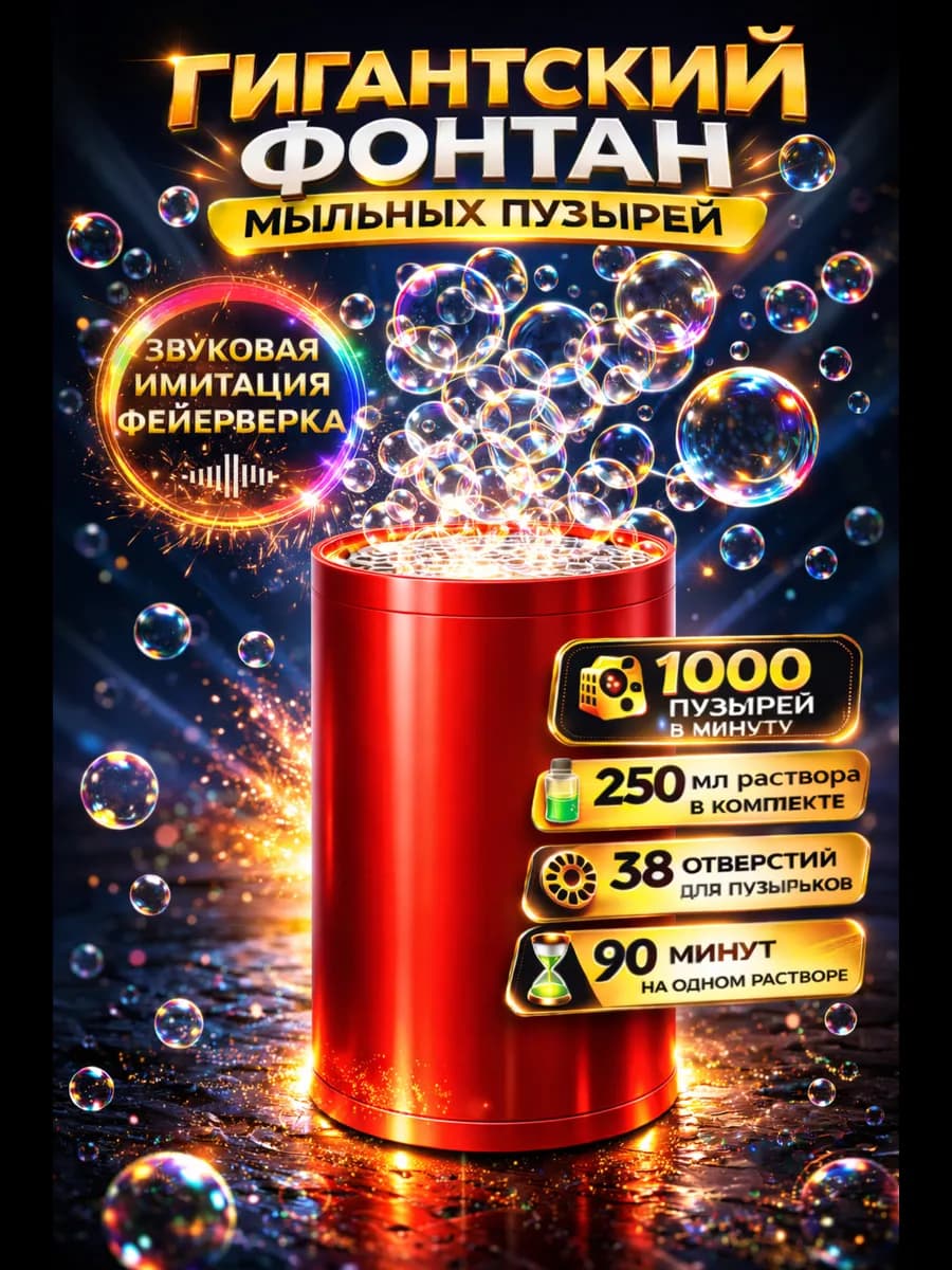Генератор мыльных пузырей Фейерверк фонтан салют