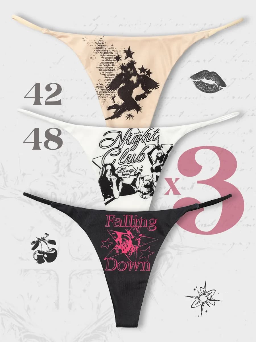 Набор трусы стринги 3 штуки хлопок y2k