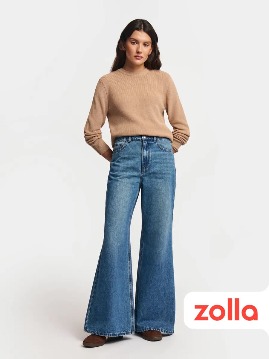 Женские джинсы клеш с высокой посадкой