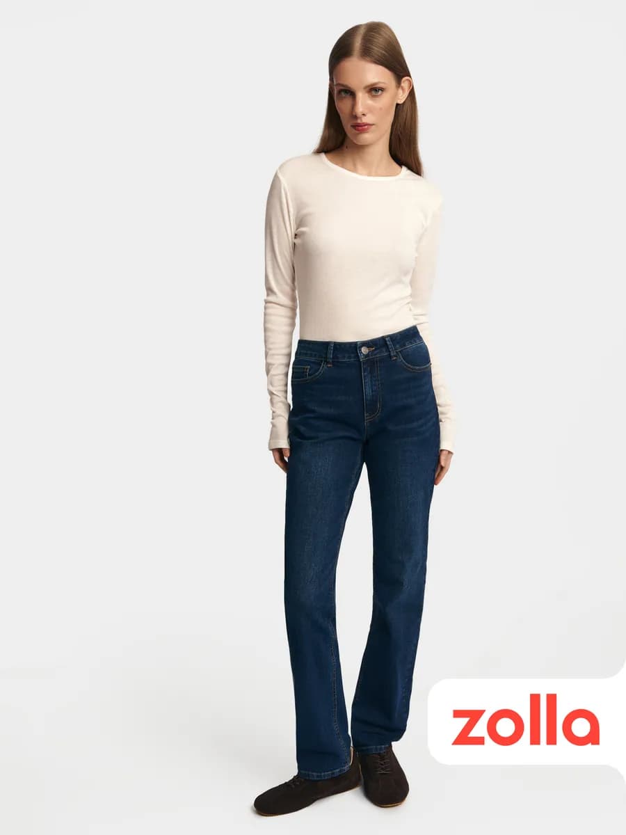 Женские прямые джинсы средней посадки