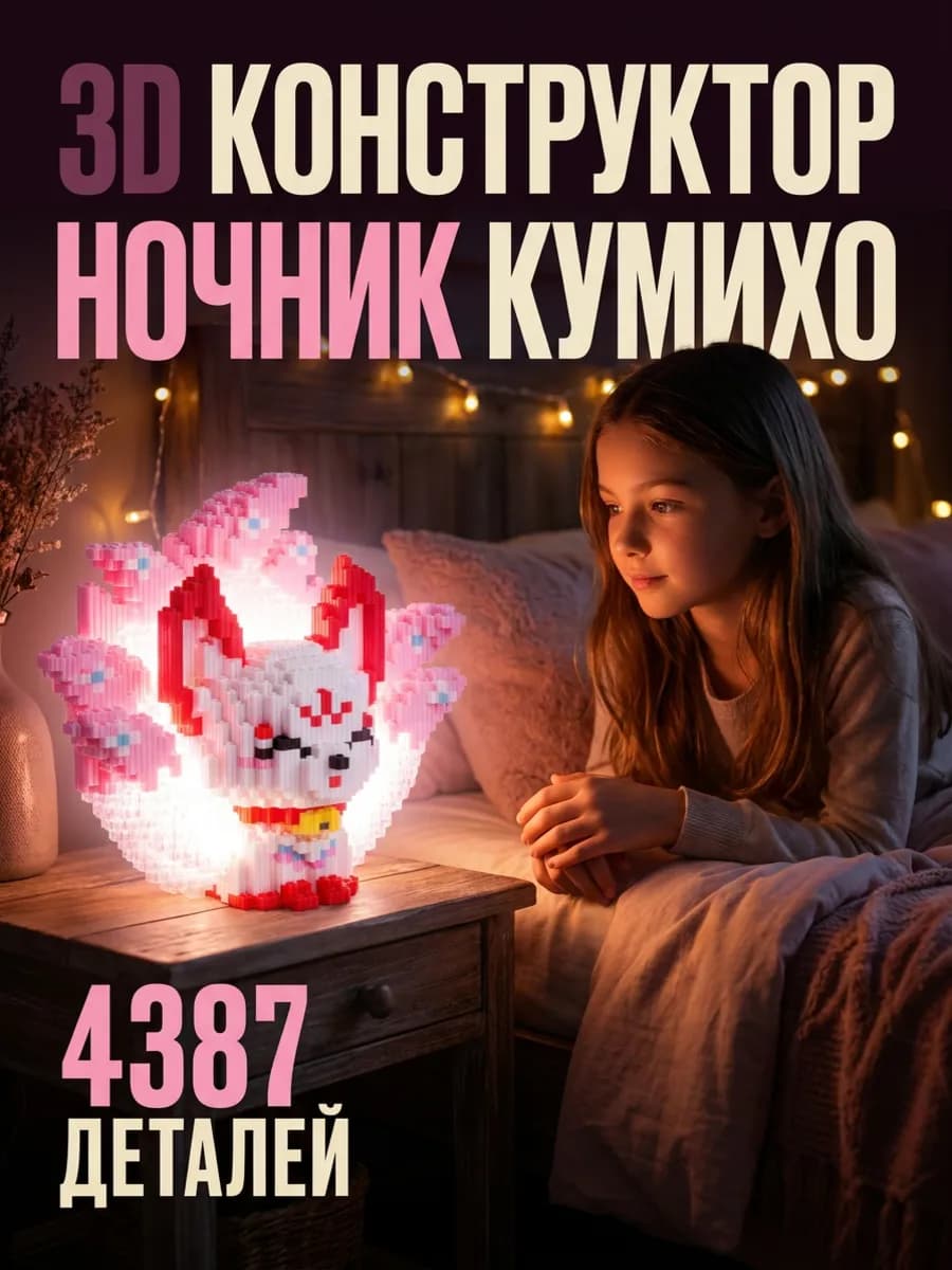 3д lego конструктор ночник Кумихо, Кицунэ
