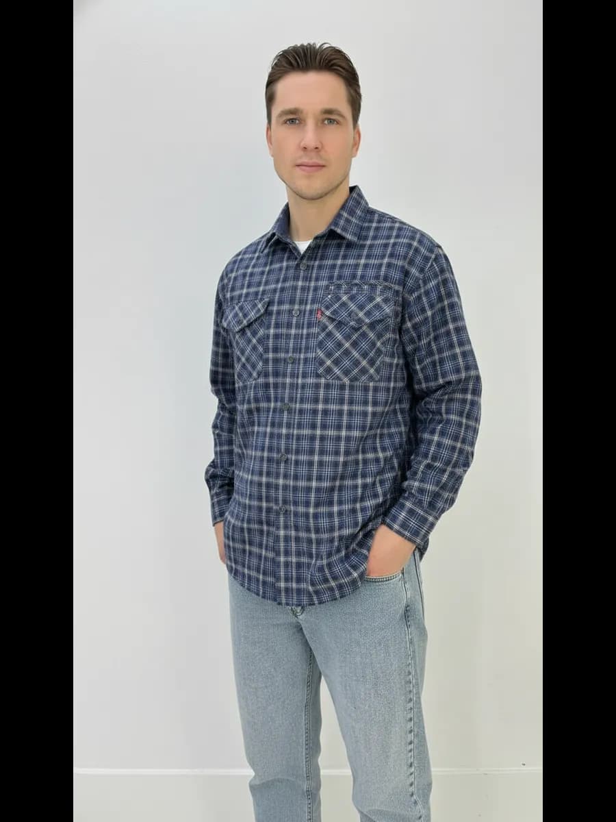 Рубашка с длинным рукавом в клетку