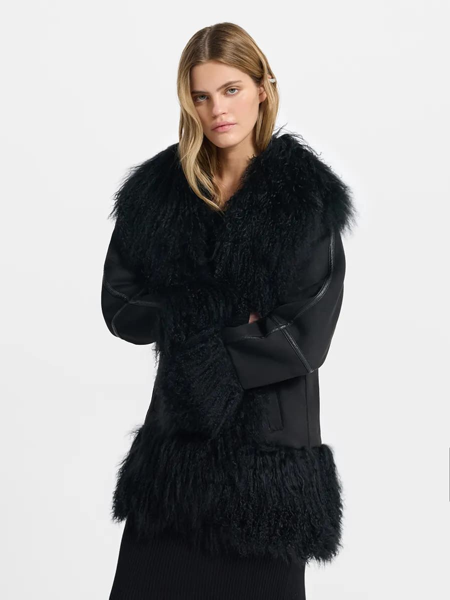 Дубленка с натуральным мехом ламы