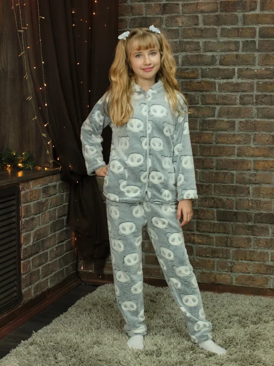 Пижама теплая плюшевая со штанами для детей