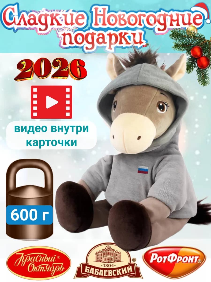 Сладкий новогодний подарок для детей с игрушкой Лошадь 2026