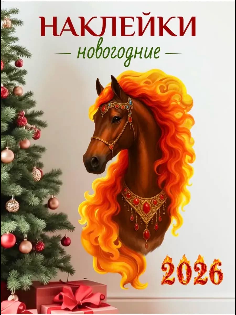 Новогодние наклейки символ года на окна и стену 2026