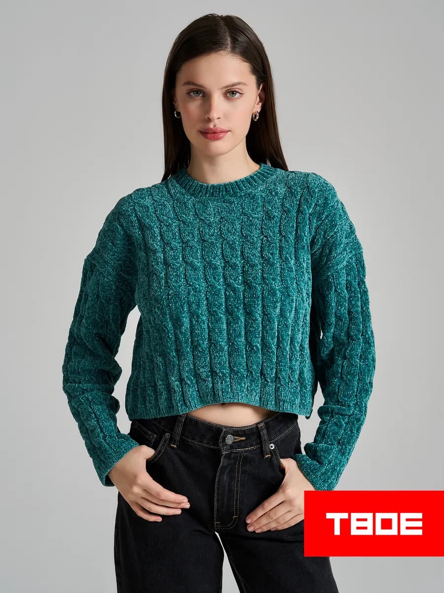 Джемпер трикотажный с косами