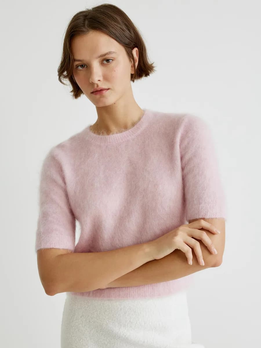 Джемпер с коротким рукавом из смесовой шерсти