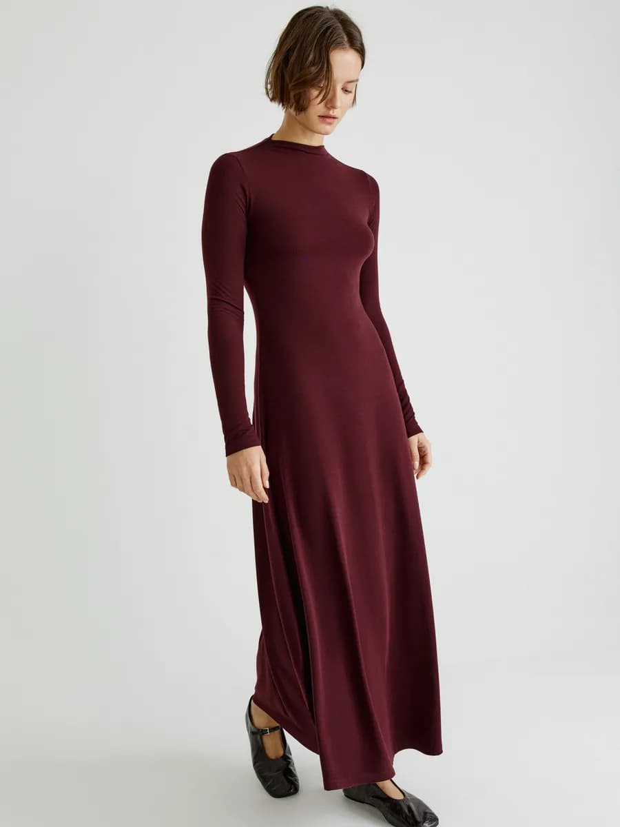 Платье макси с содержанием шерсти и шелка