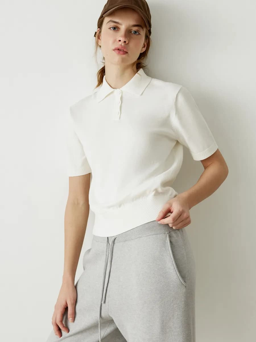 Вязаный джемпер с воротником поло