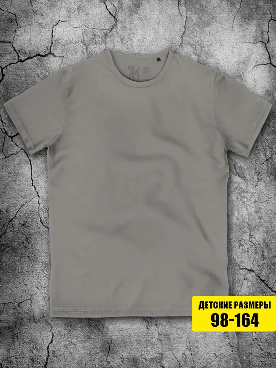 Светло-серая футболка для мальчика для девочки однотонная