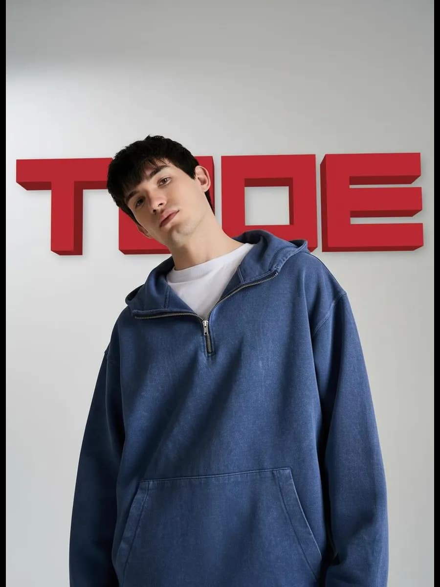 Худи с молнией гранж с вареным эффектом