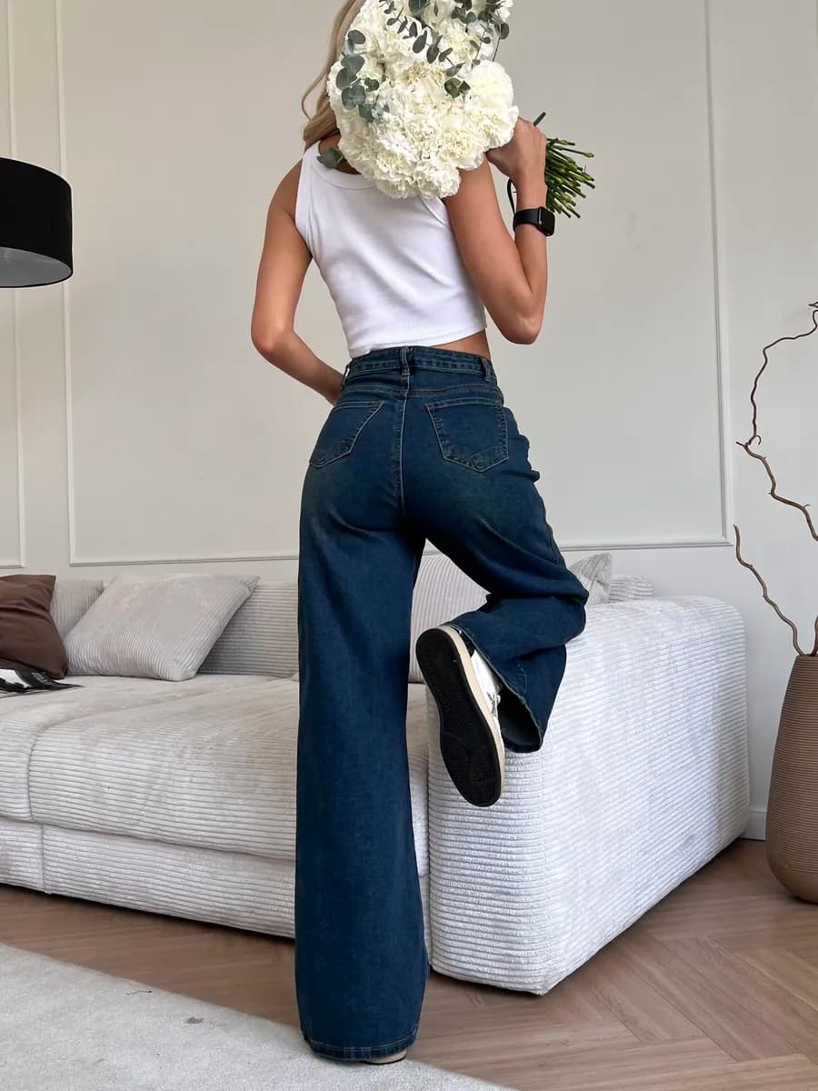 Джинсы женские багги синие