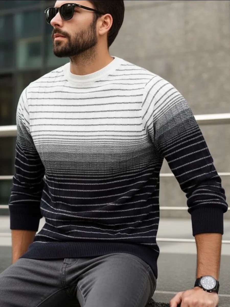 Джемпер больших размеров теплый вязаный черный