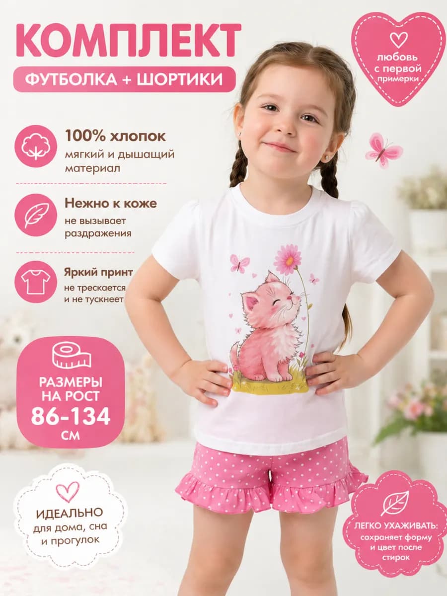 Костюм летний шорты и футболка в сад