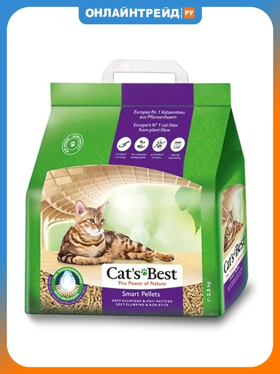 Наполнитель Smart Pellets древесный, комкующийся 2,5кг