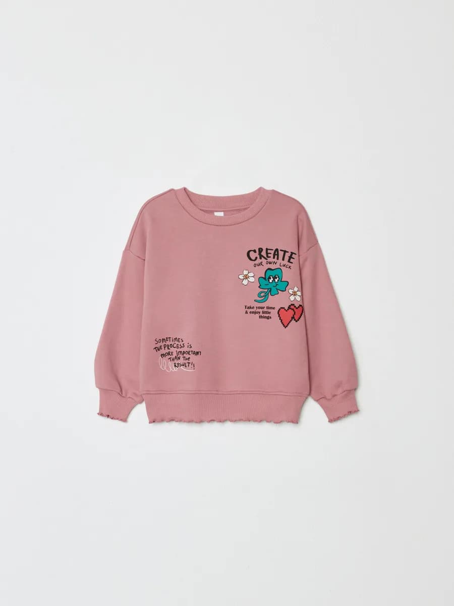 Свитшот оверсайз из футера с принтом