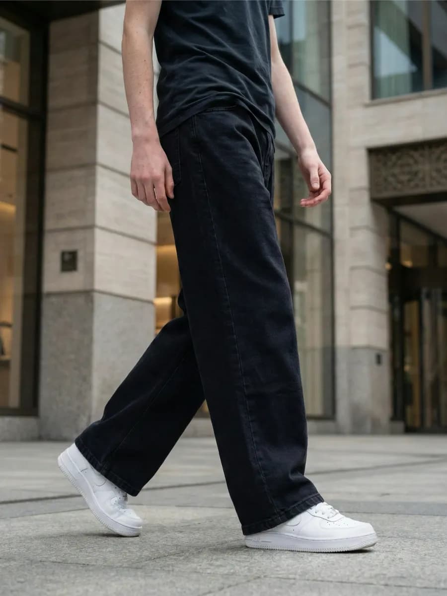 Подростковые джинсы багги на резинке