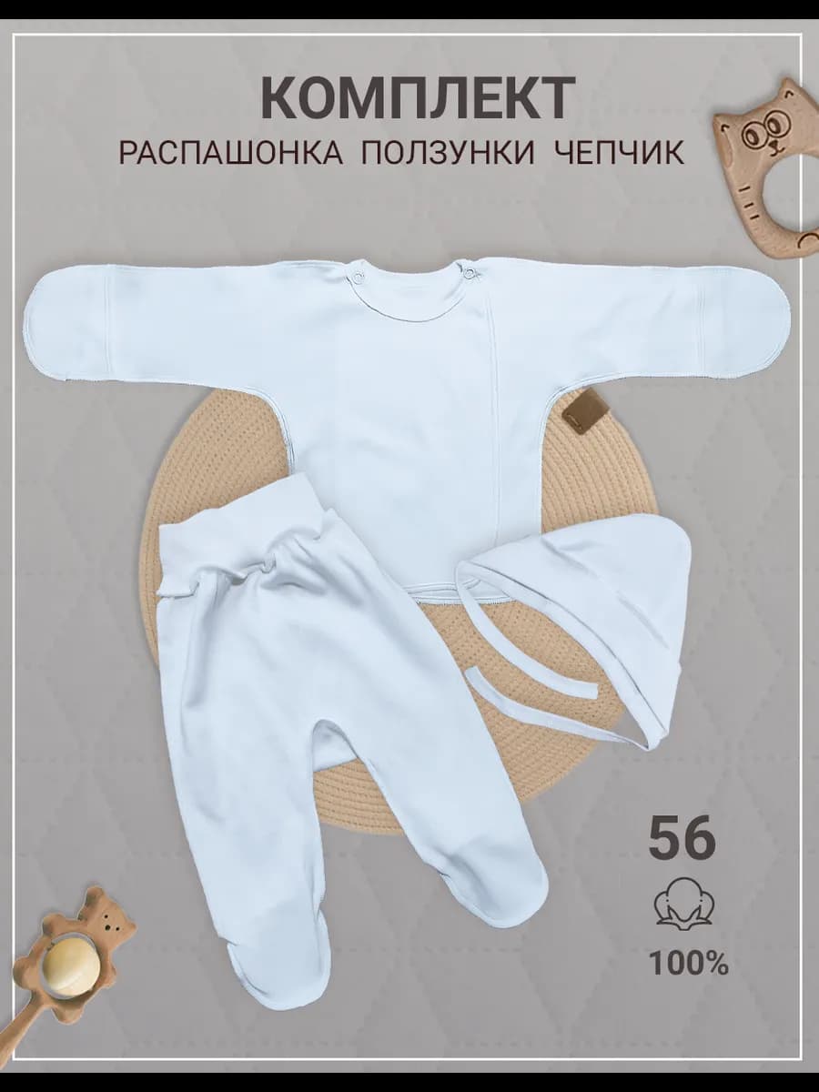 Комплект распашонка ползунки чепчик в роддом