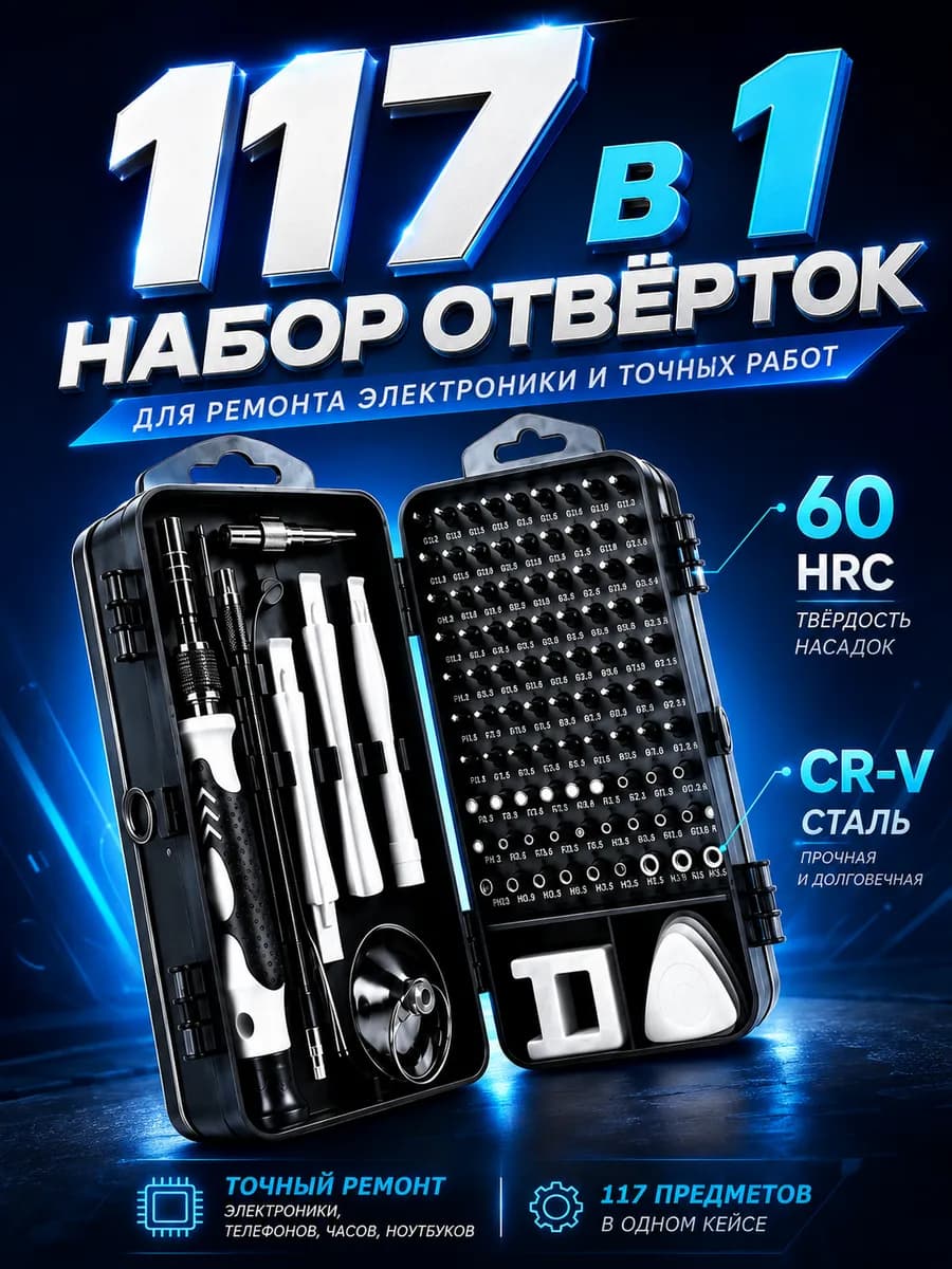 Набор отверток 117 в 1 для ремонта, подарок мужчине