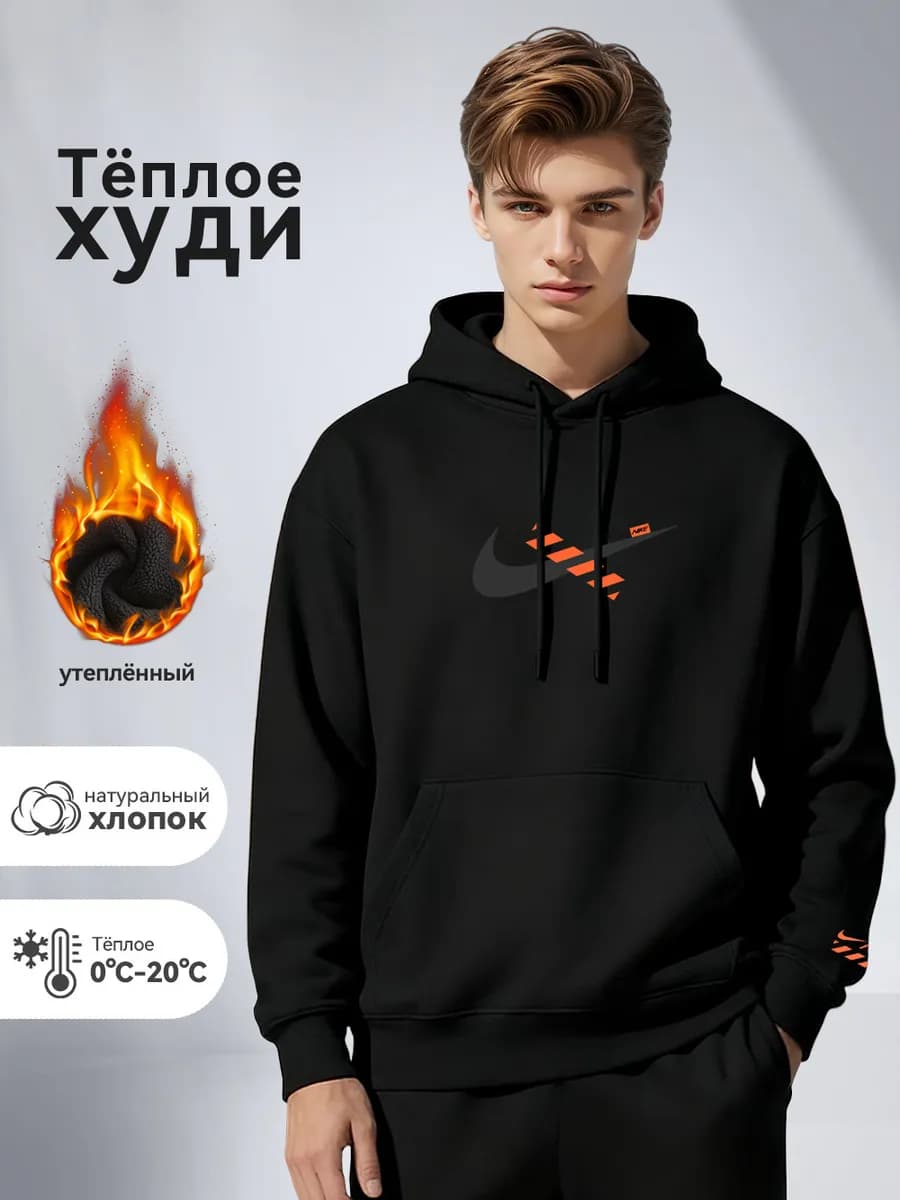 Толстовка с капюшоном спортивного стиля с принтом брендоваЯ