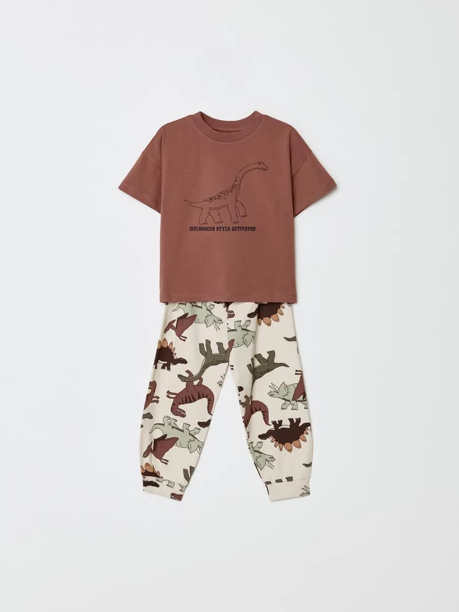 Пижама со штанами трикотажная с принтом